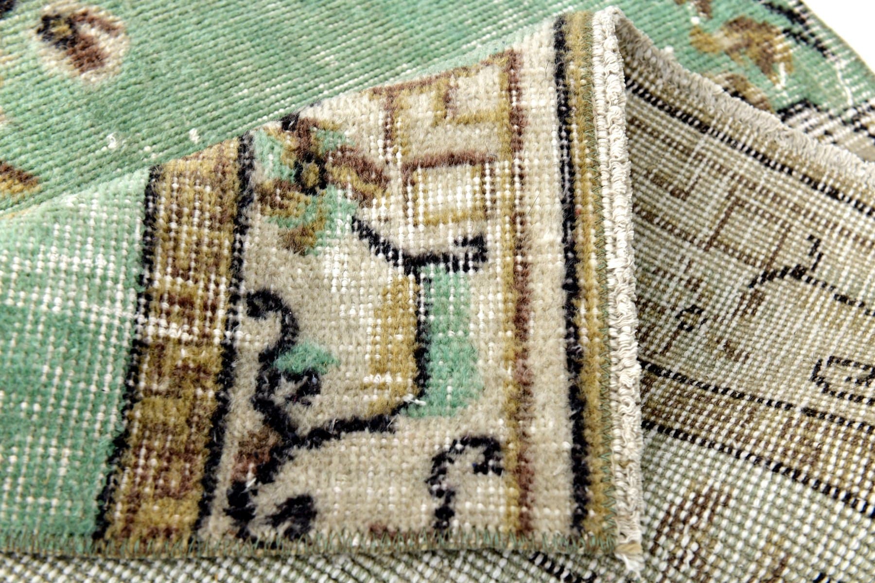 Rug 152x75 cm, Green, Wool, 1970s - 217283