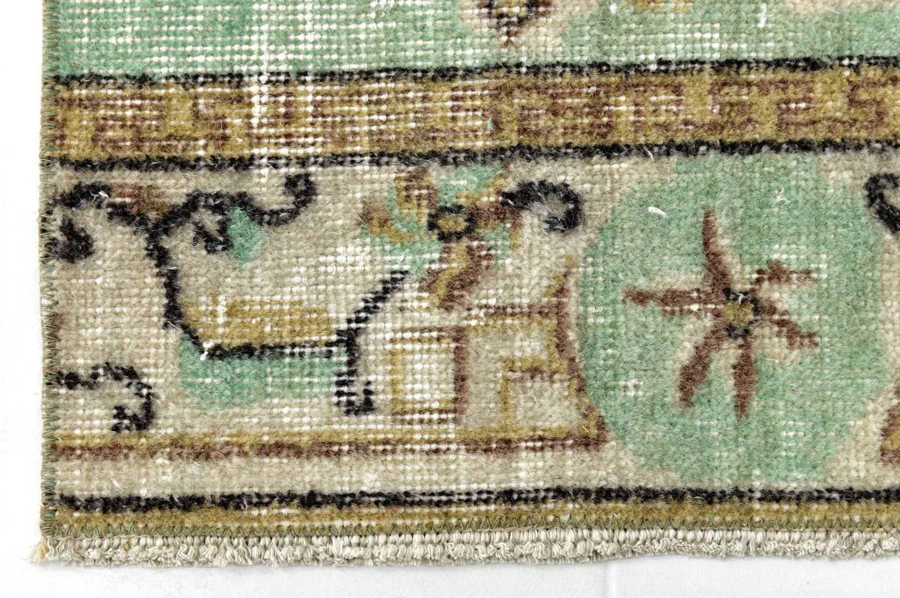 Rug 152x75 cm, Green, Wool, 1970s - 217281