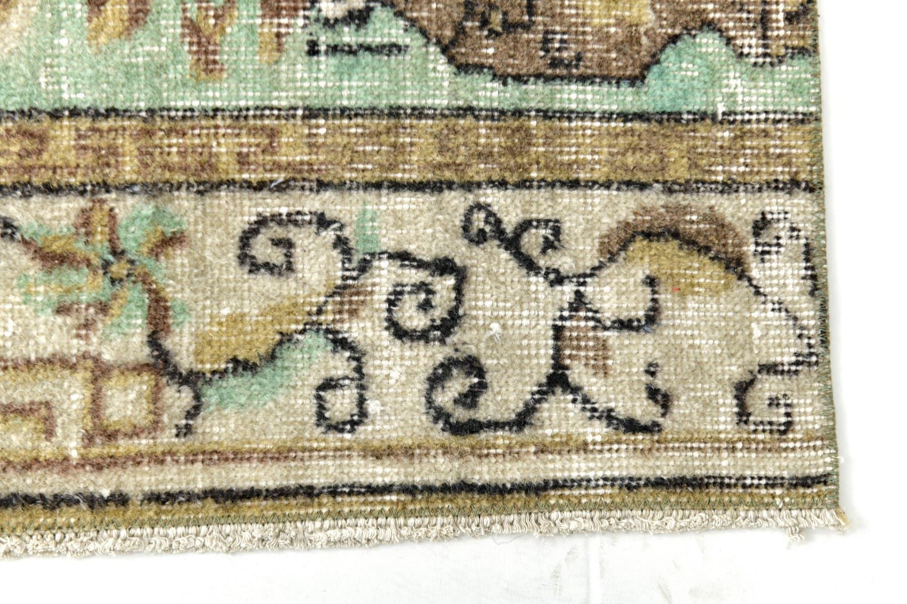 Rug 152x75 cm, Green, Wool, 1970s - 217282