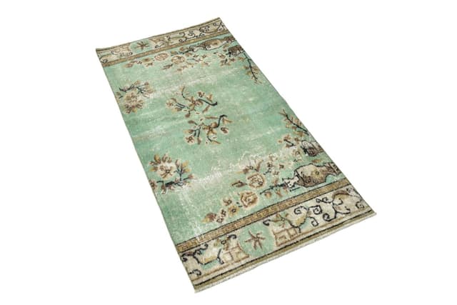 Rug 152x75 cm, Green, Wool, 1970s - DIMENSION