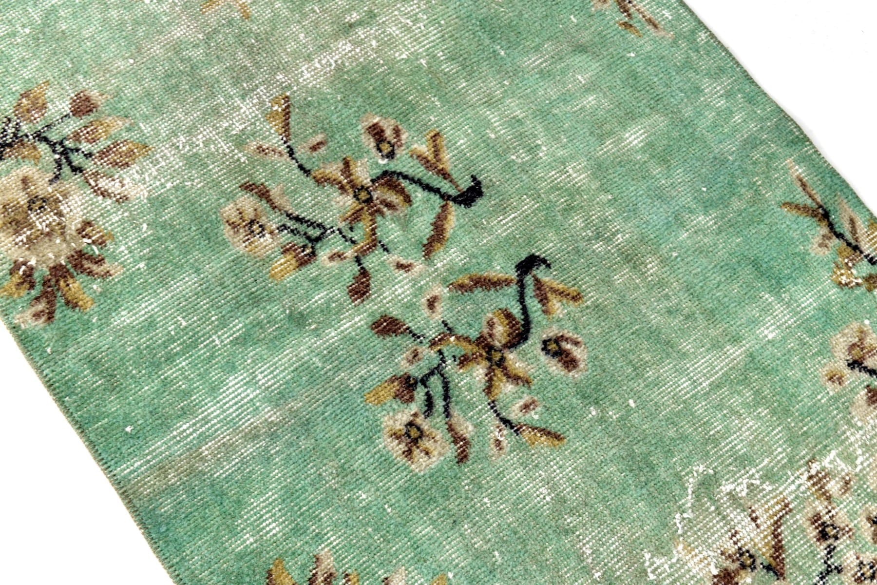 Rug 152x75 cm, Green, Wool, 1970s - 217278