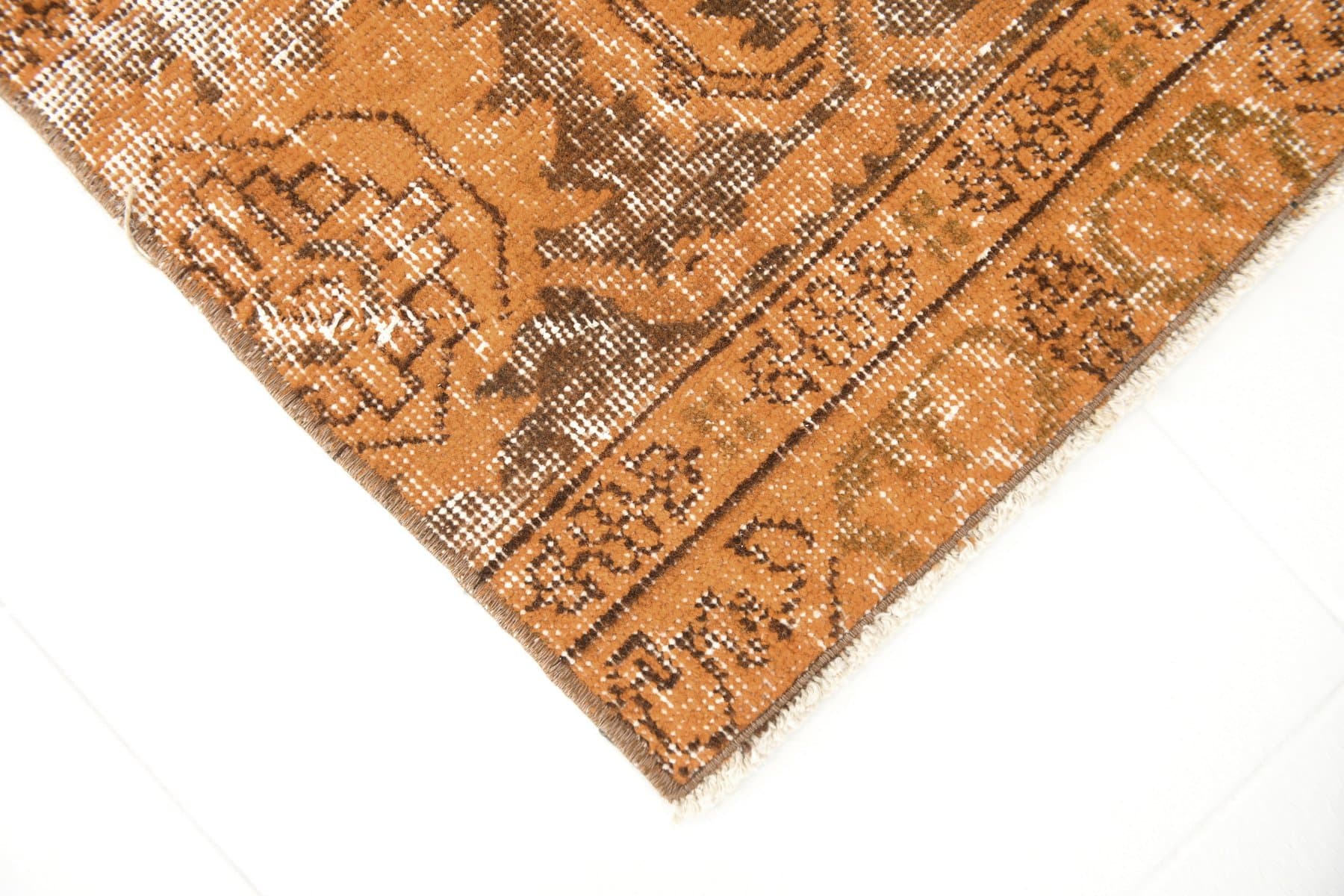 Runner Rug 166x55 cm, Orange, Wool, 1970s - 217262