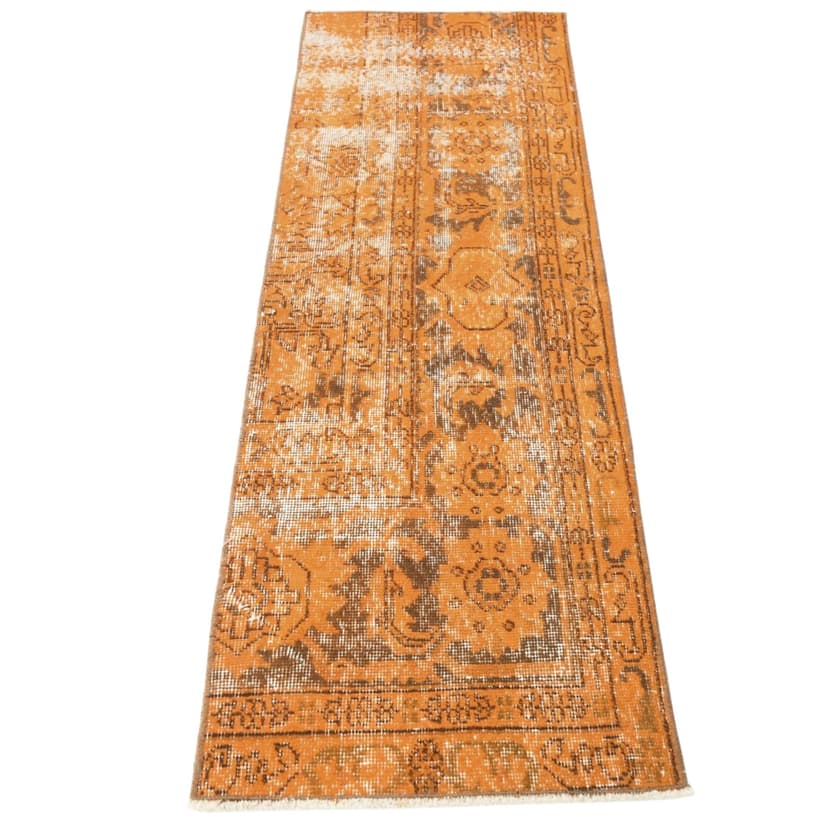 Runner Rug 166x55 cm, Orange, Wool, 1970s