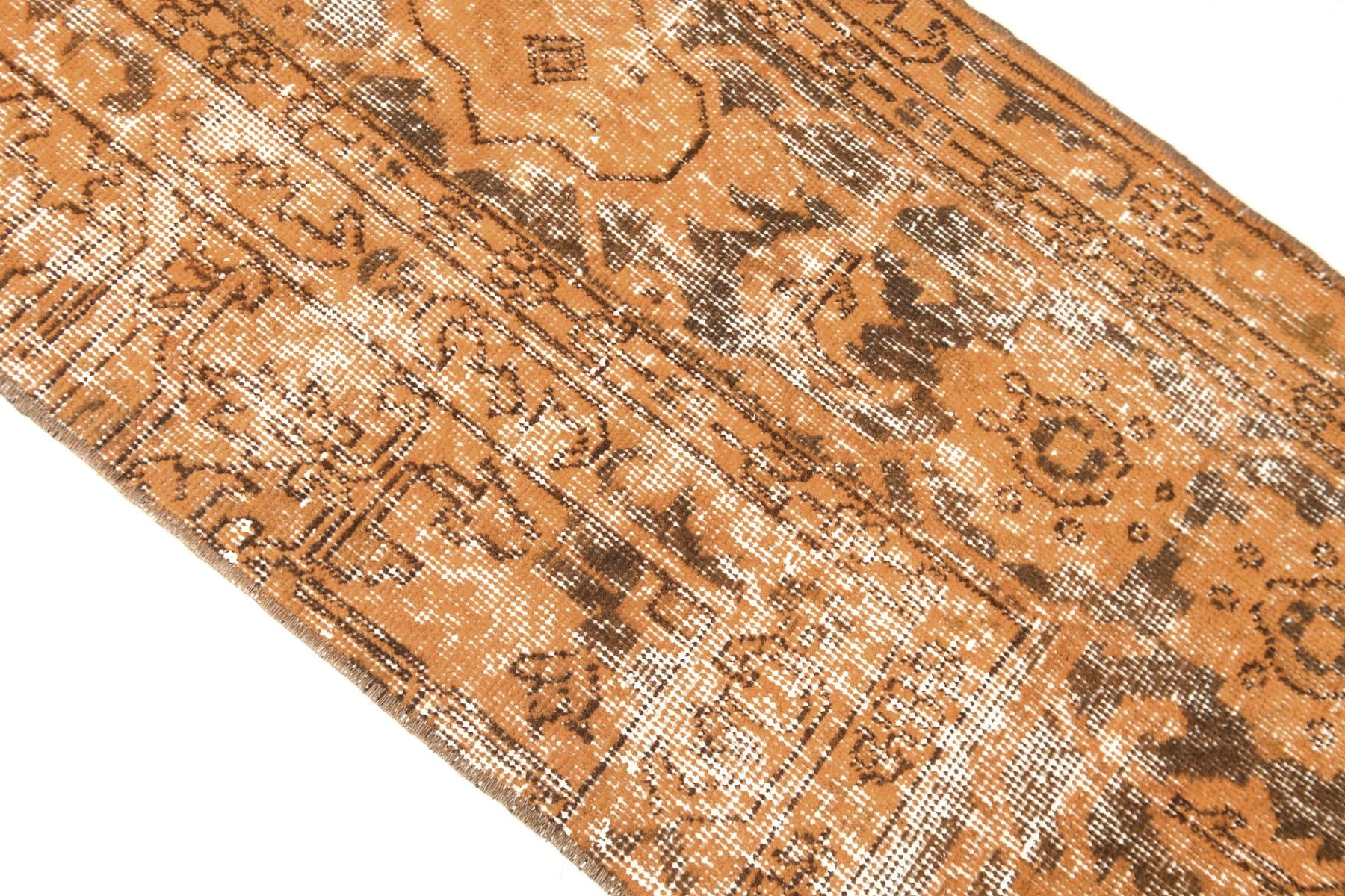 Runner Rug 166x55 cm, Orange, Wool, 1970s - 217258