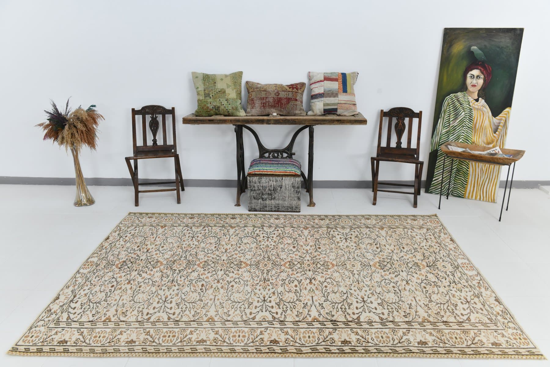 Rug 182x268 cm, beige, wool, 1970s - 217243