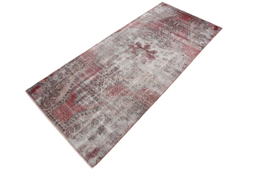 Rug 216x95 cm, red, beige, wool, 1970s