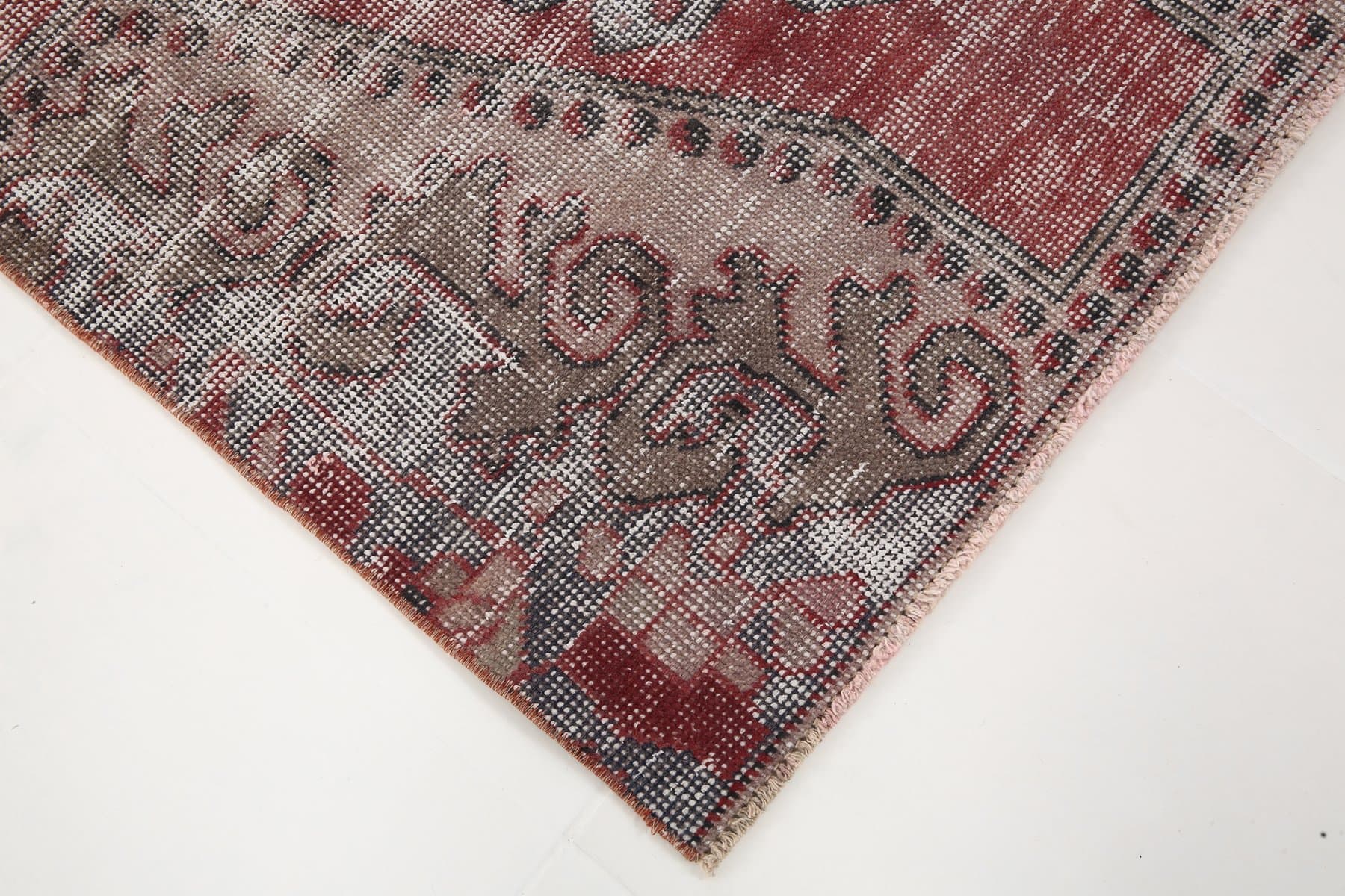 Dywan 216x95 cm, czerwony, beżowy, wełna, lata 70. - 217227