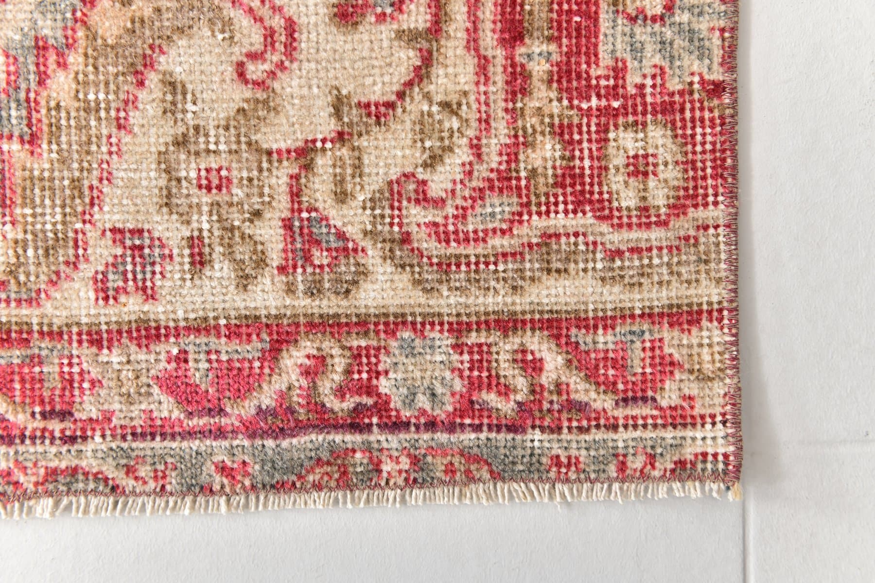 Runner 156x70 cm, Pink, Red, Wool, 1970s - 217218