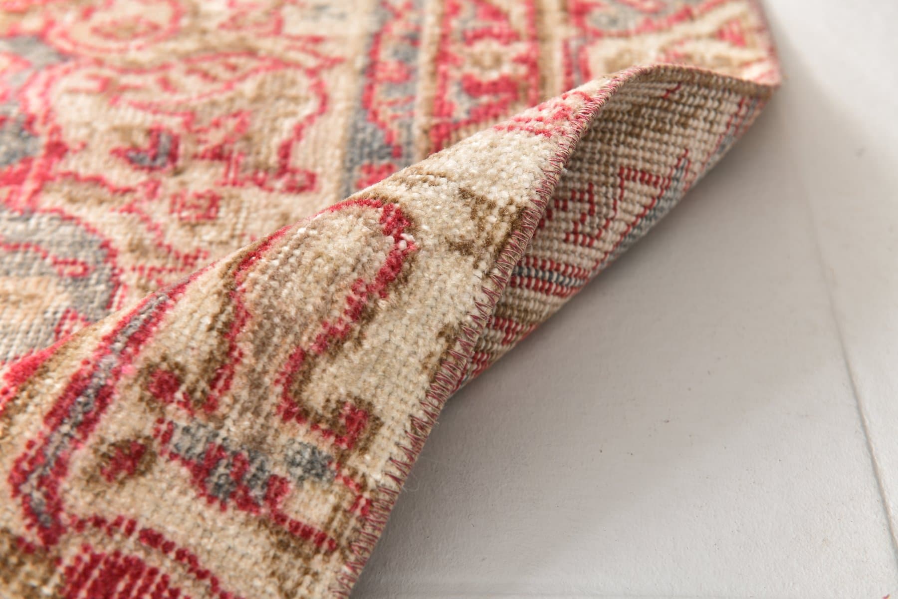 Runner 156x70 cm, Pink, Red, Wool, 1970s - 217219