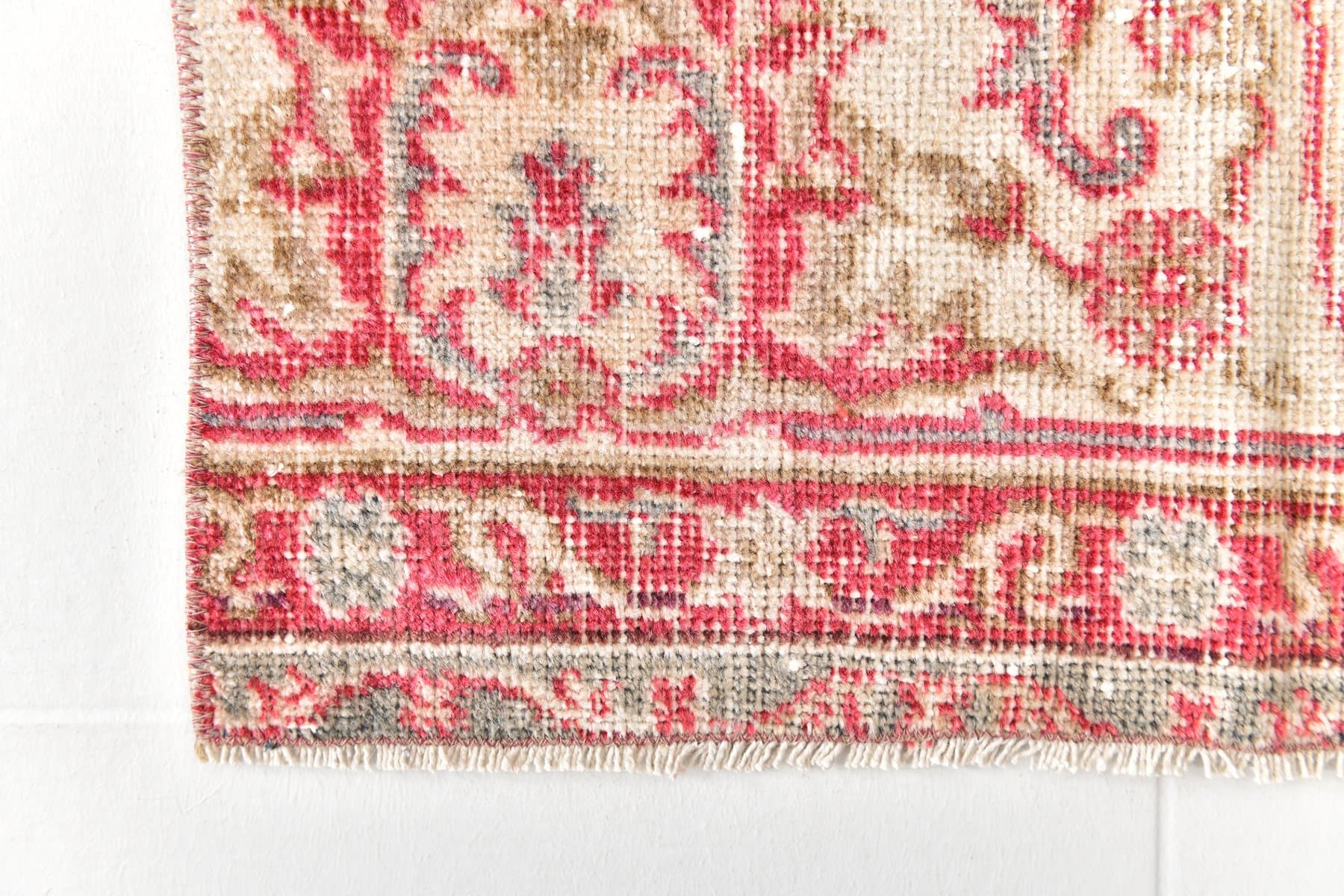 Runner 156x70 cm, Pink, Red, Wool, 1970s - 217217