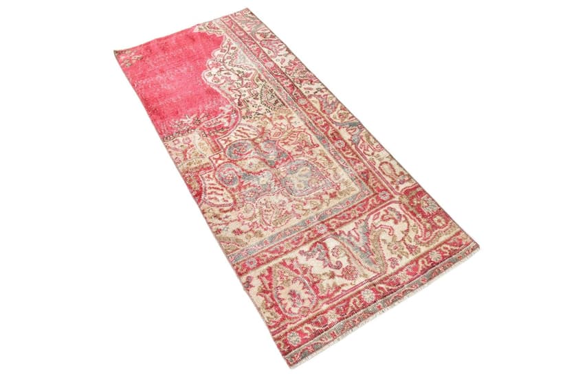 Chodnik 156x70 cm, różowy, czerwony, wełna, lata 70.