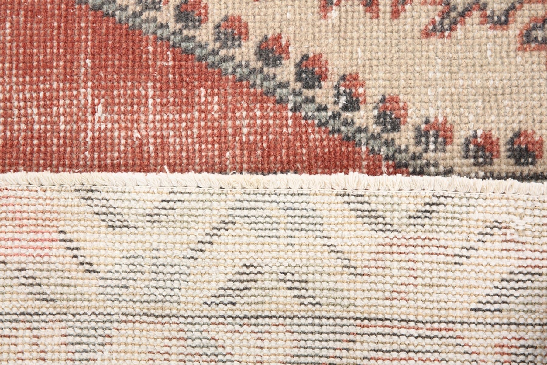 Rug 220x126 cm, Cream, Pink, Wool, 1970s - 217210