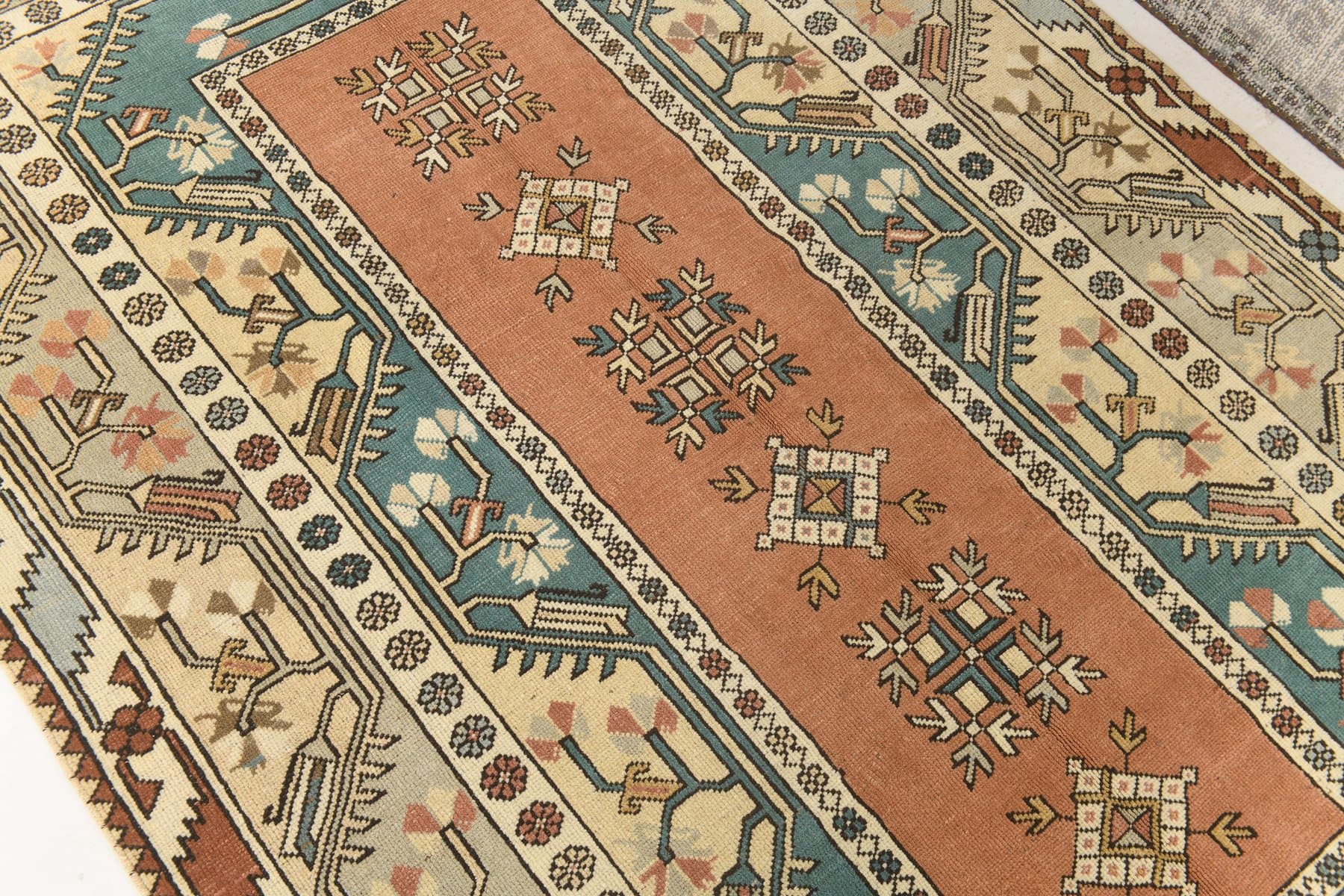 Dywan 146x227 cm, beżowy, wełna, lata 70. - 217152