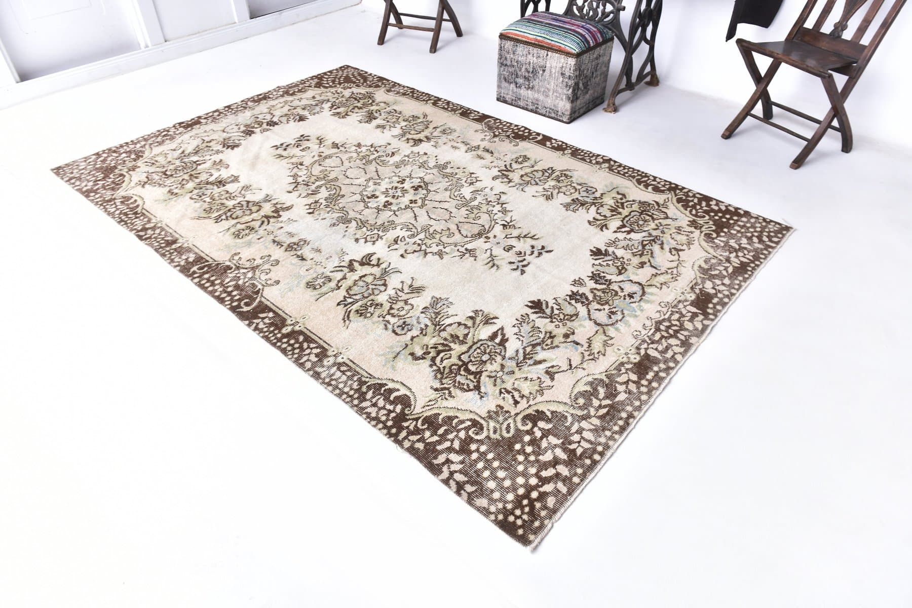 Rug 175x266 cm, ivory, wool, 1970s - 217148