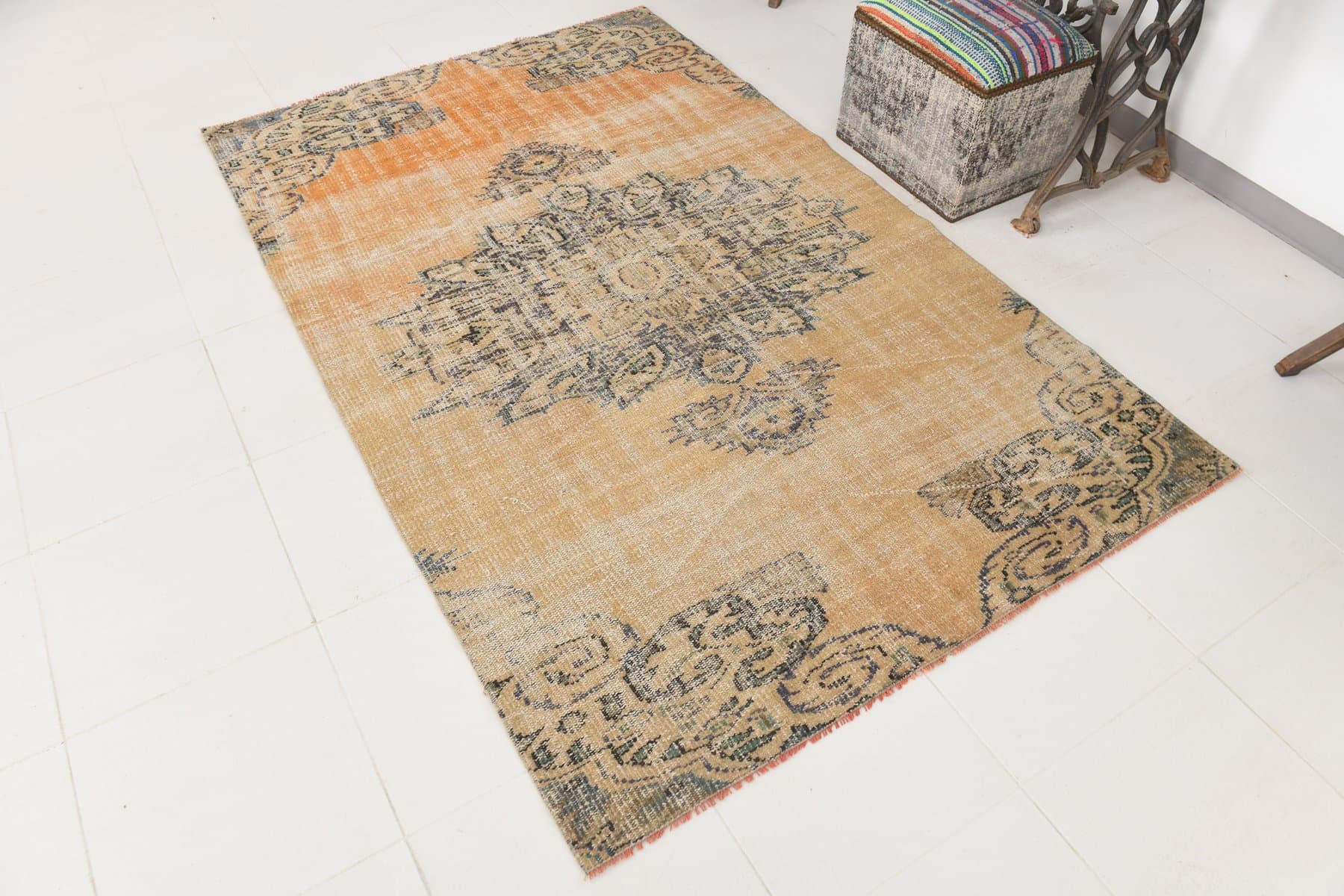 Rug 224x143 cm, beige, wool, 1970s - 217122