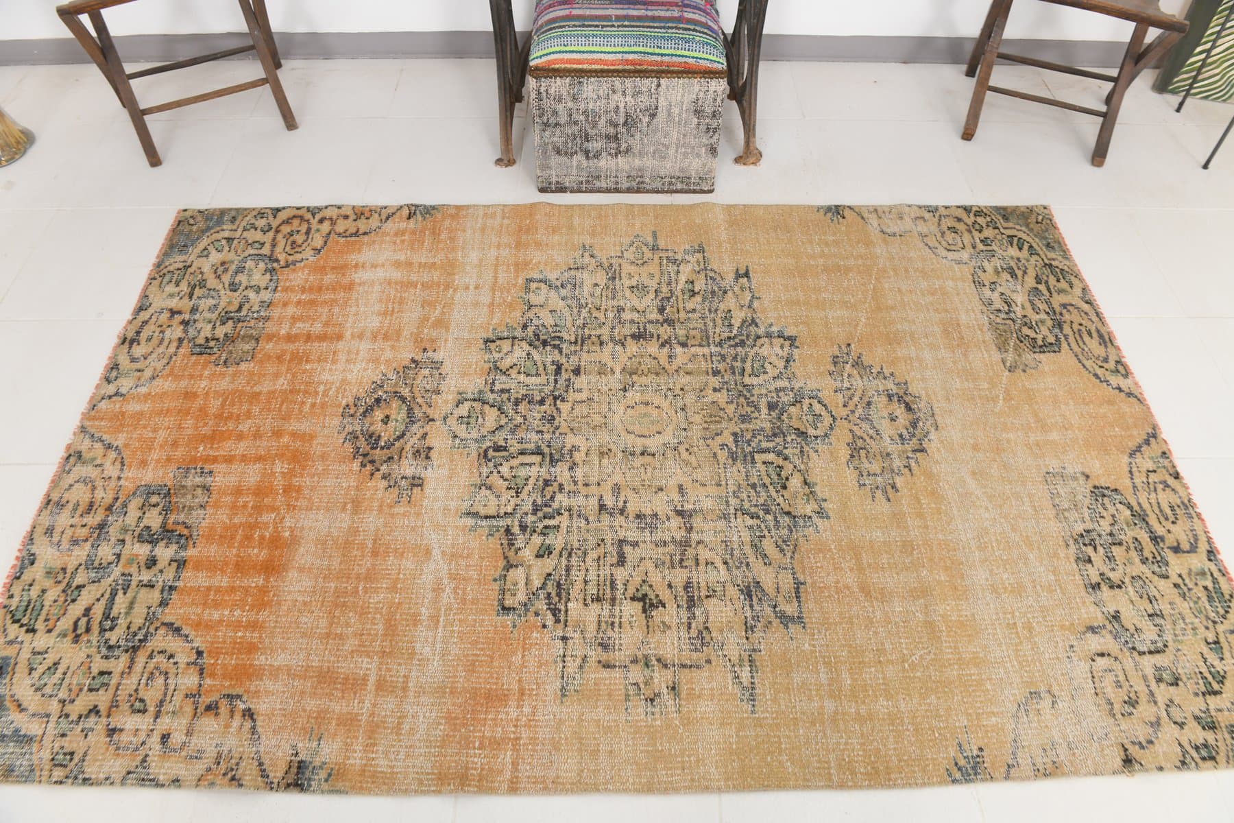 Rug 224x143 cm, beige, wool, 1970s - 217123