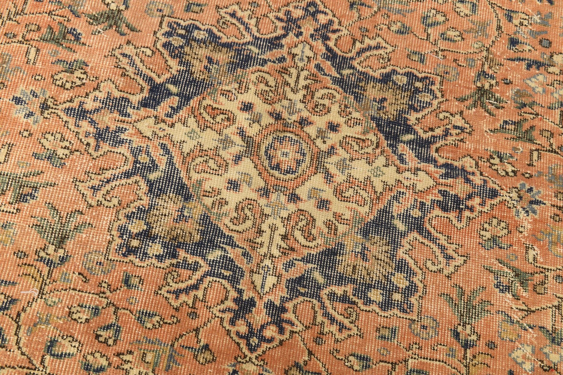 Rug 288x199 cm, Orange, Navy Blue, Wool, 1970s - 217115