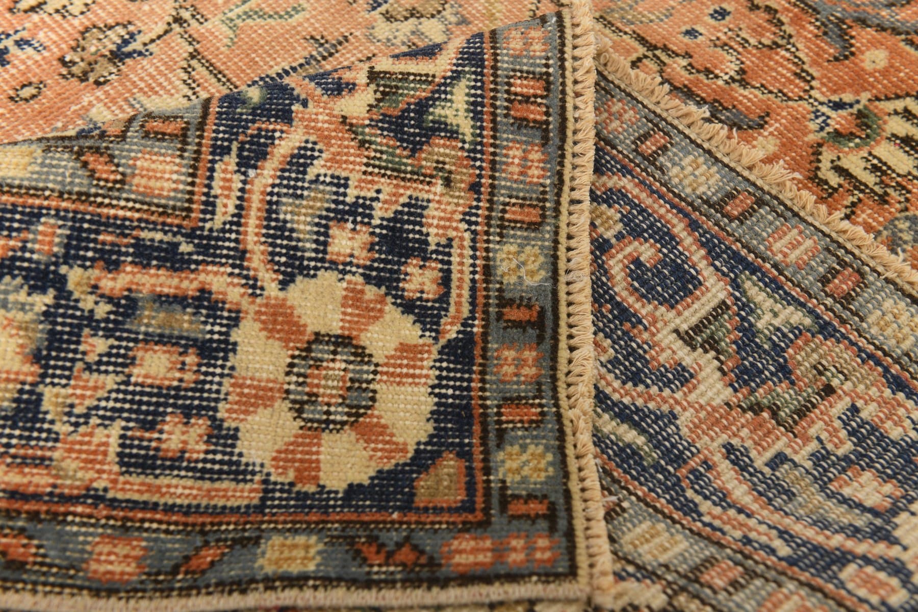 Rug 288x199 cm, Orange, Navy Blue, Wool, 1970s - 217118