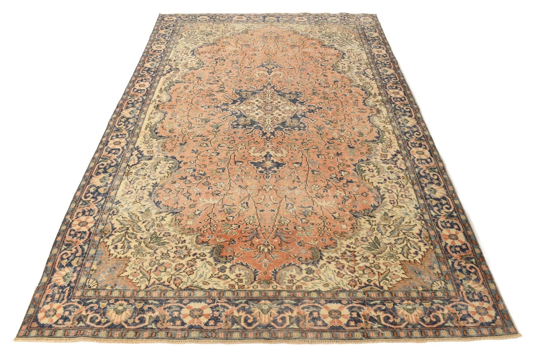 Rug 288x199 cm, Orange, Navy Blue, Wool, 1970s