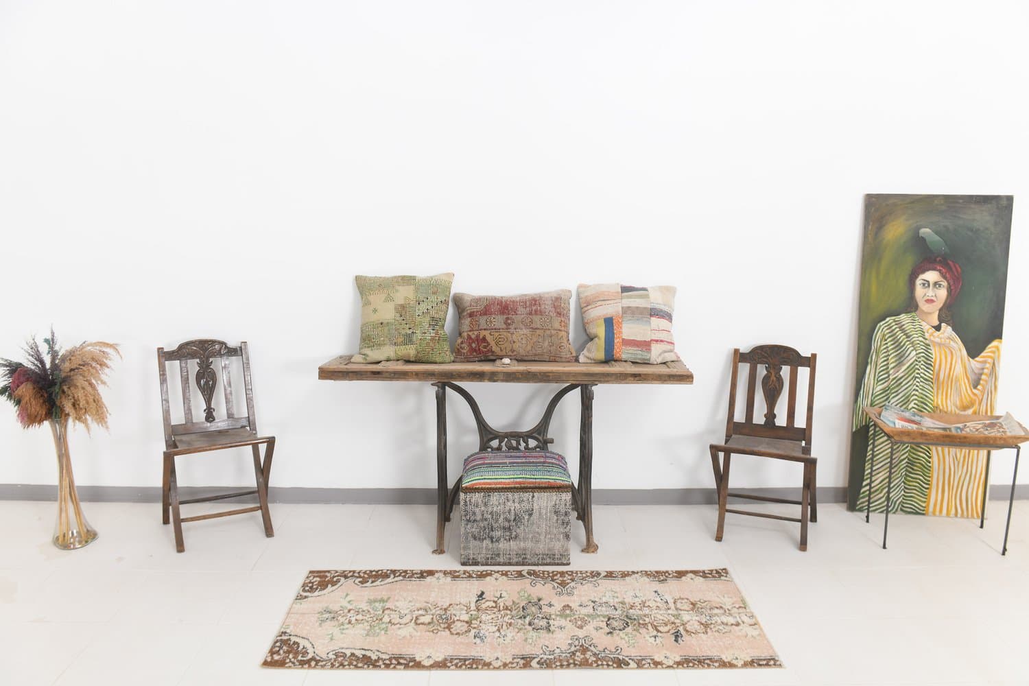 Rug 173x71 cm, beige, wool, Turkey, 1970s. - 217103