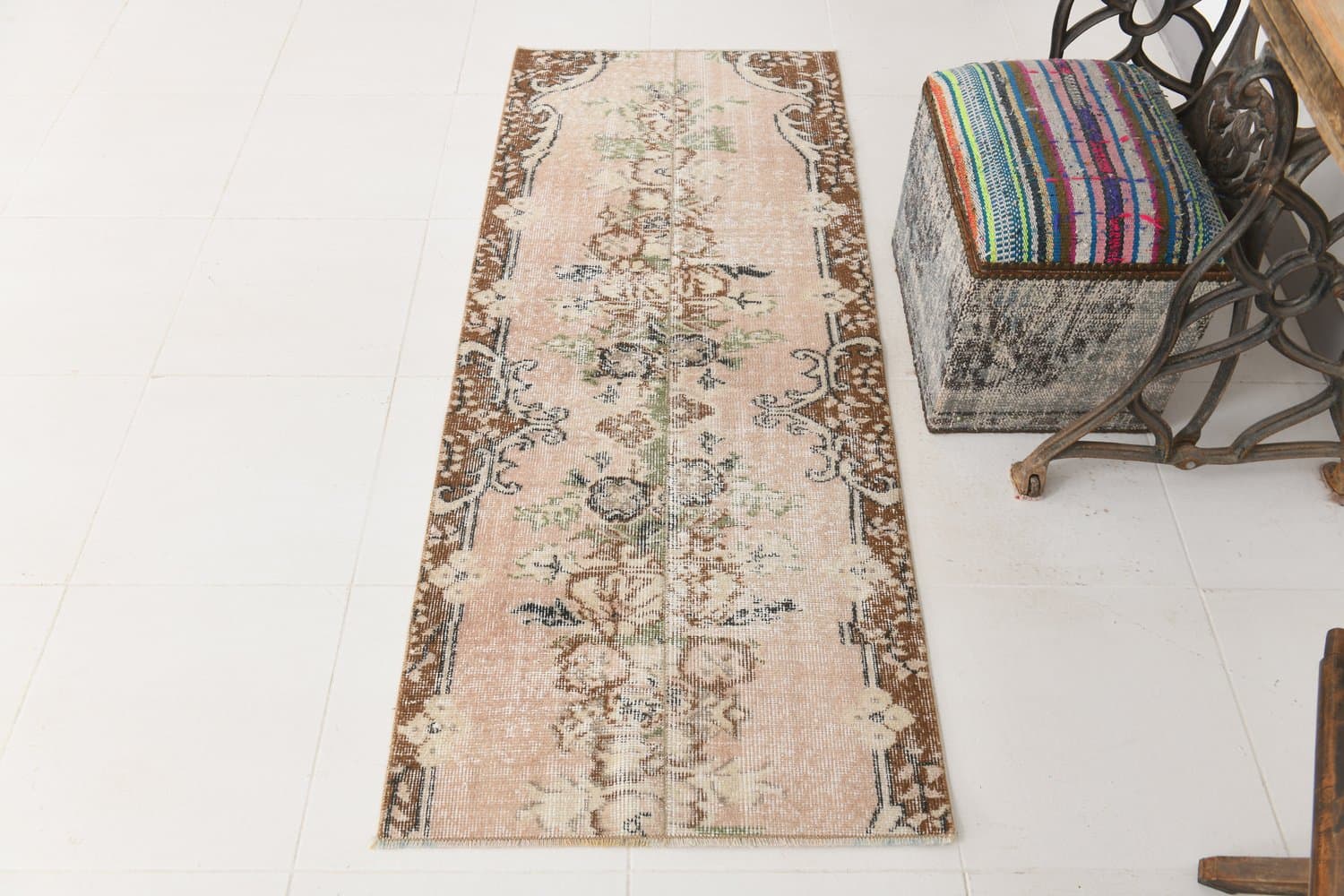 Rug 173x71 cm, beige, wool, Turkey, 1970s. - 217100