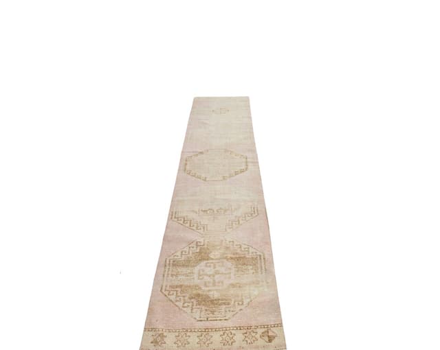 Chodnik 327x70 cm, różowy, wełna, lata 70. - WYMIARY