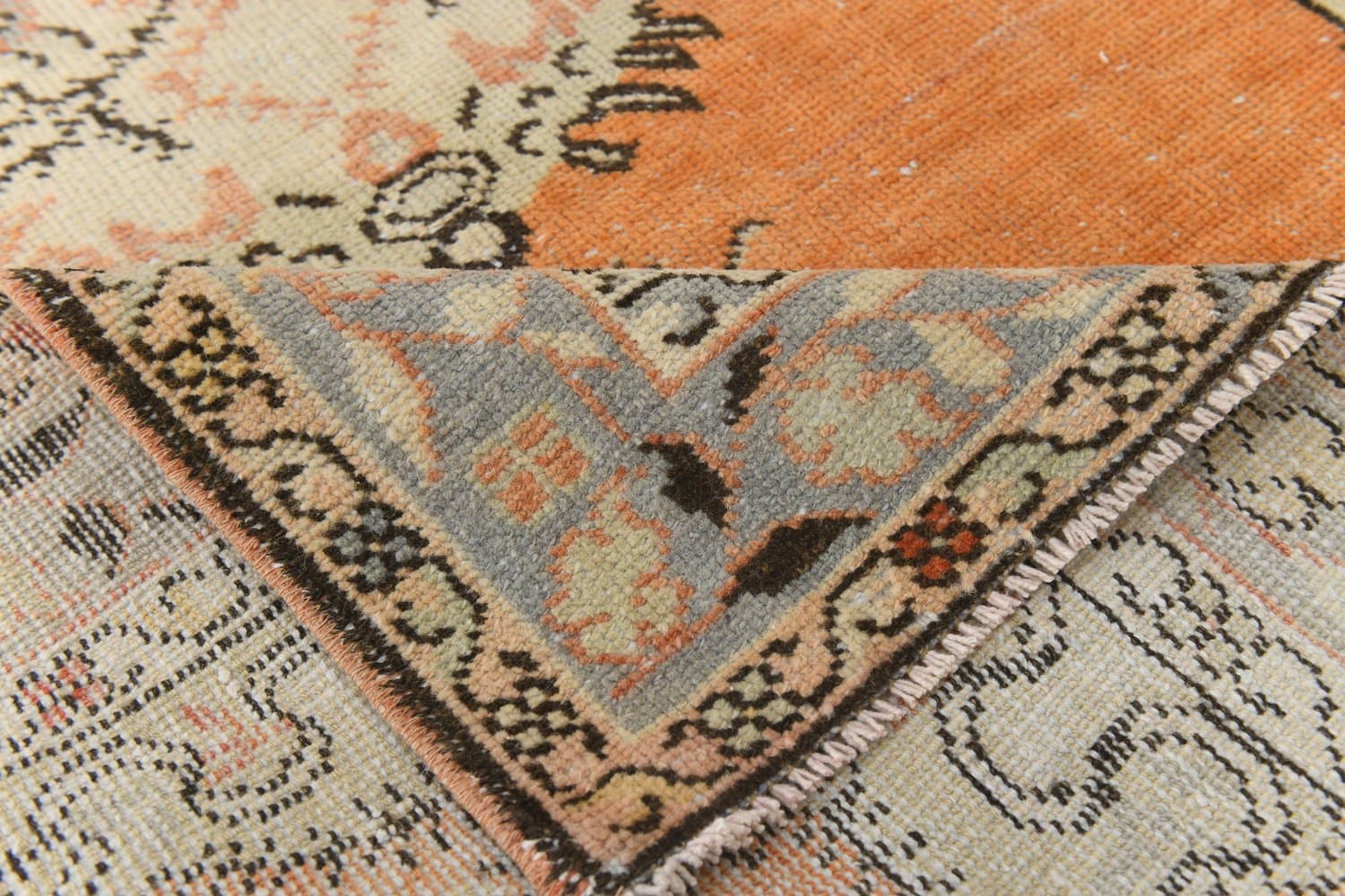 Chodnik 387x101 cm, pomarańczowy, niebieski, wełna, lata 70. - 217071