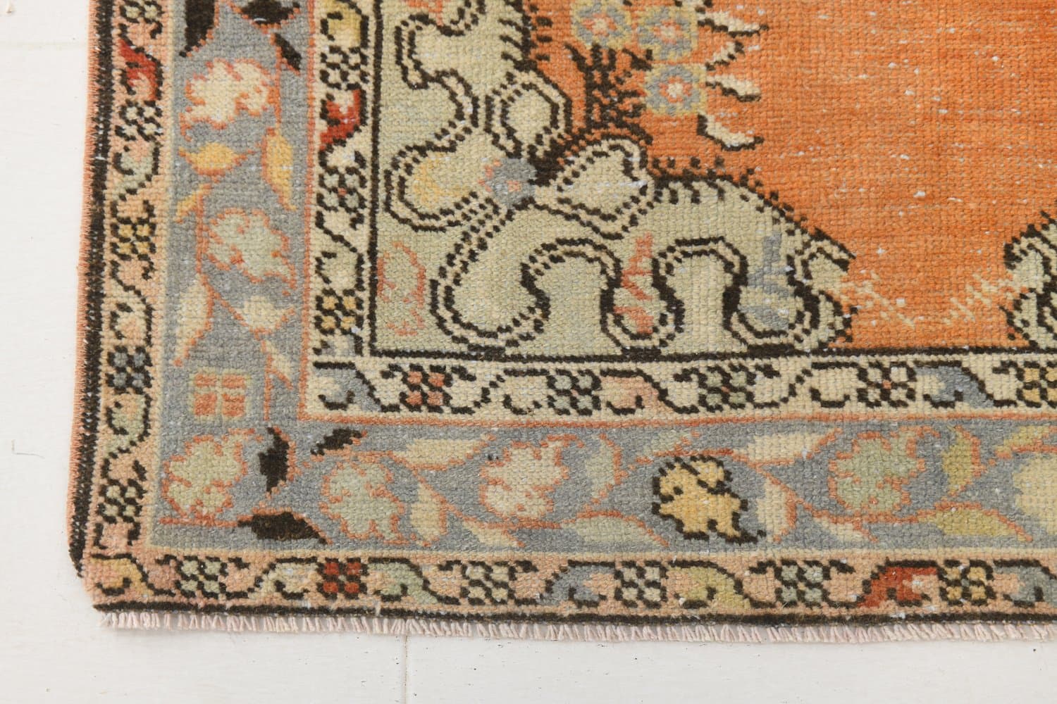 Chodnik 387x101 cm, pomarańczowy, niebieski, wełna, lata 70. - 217070