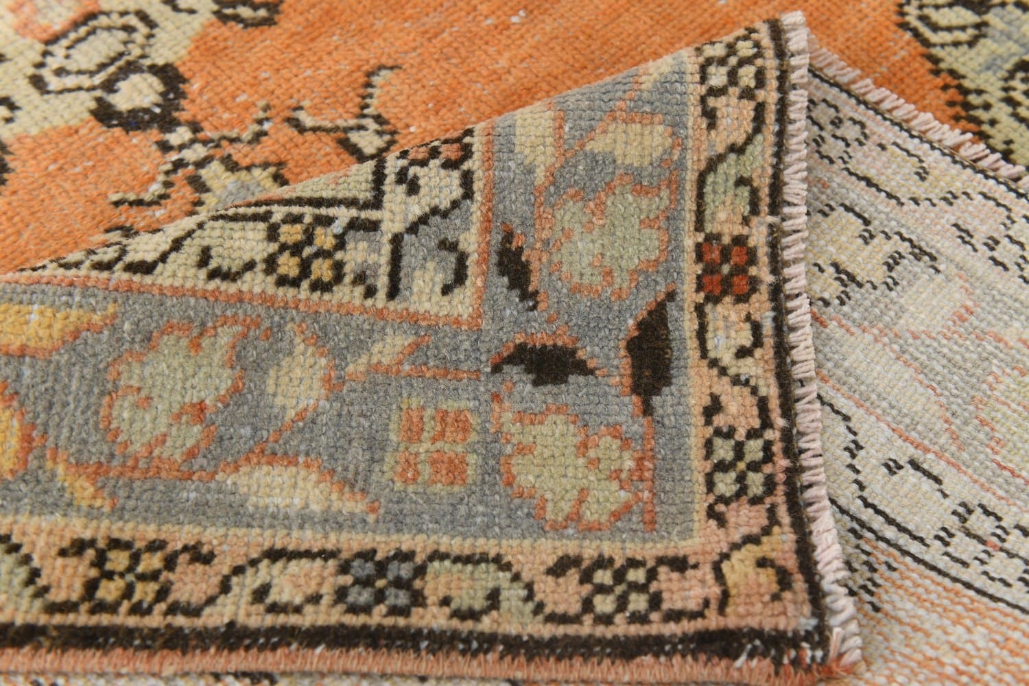 Chodnik 387x101 cm, pomarańczowy, niebieski, wełna, lata 70. - 217074