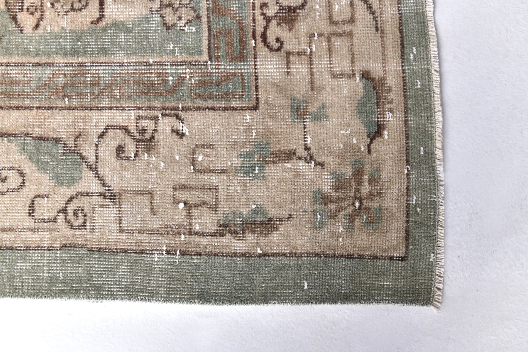 Rug 298x203 cm, Green, Beige, Wool, 1970s - 217044