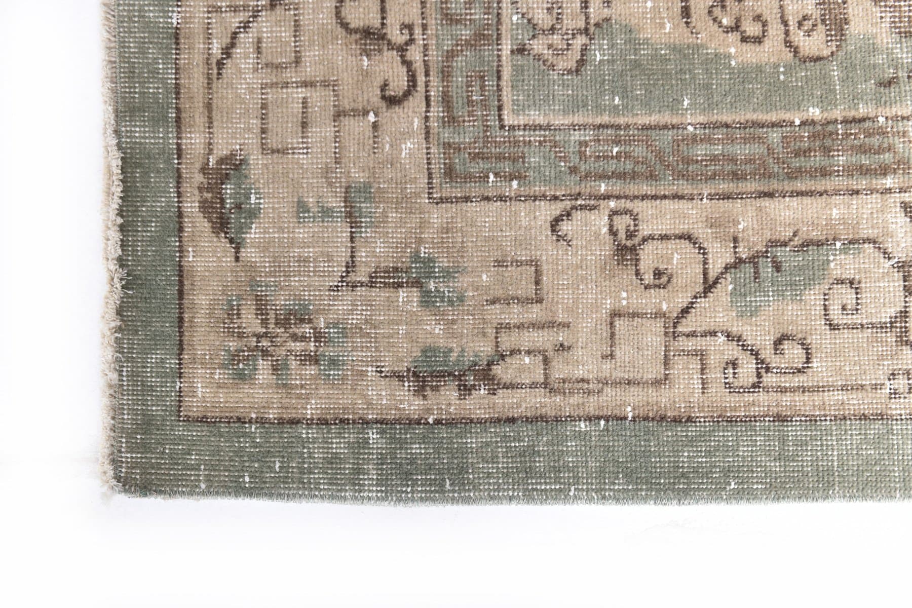 Rug 298x203 cm, Green, Beige, Wool, 1970s - 217043