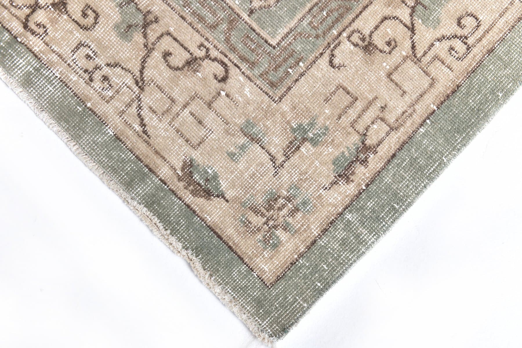 Rug 298x203 cm, Green, Beige, Wool, 1970s - 217045