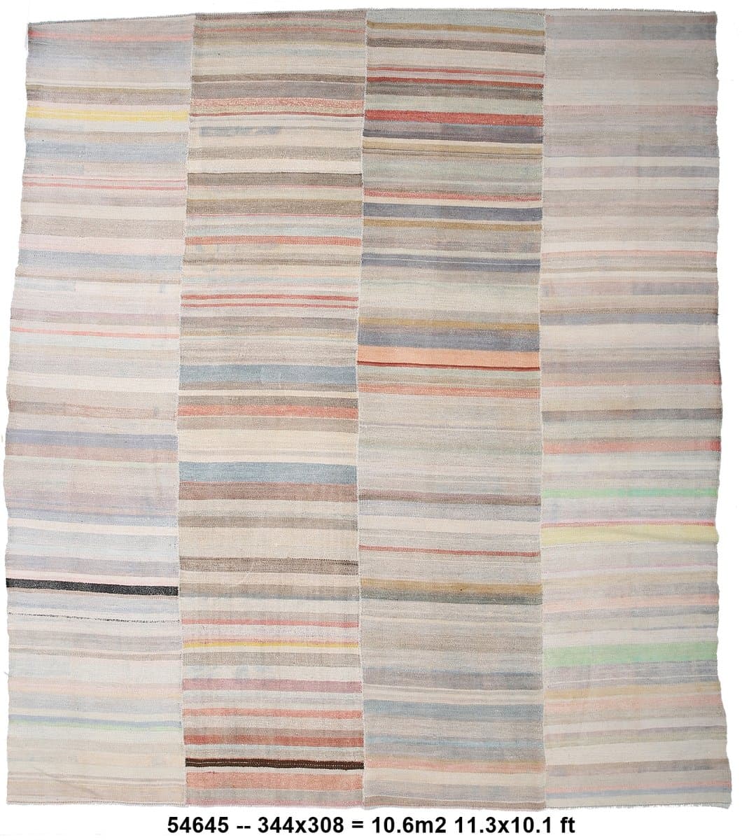 Kilim 344x308 cm, blond, hemp, 1970s - 216970