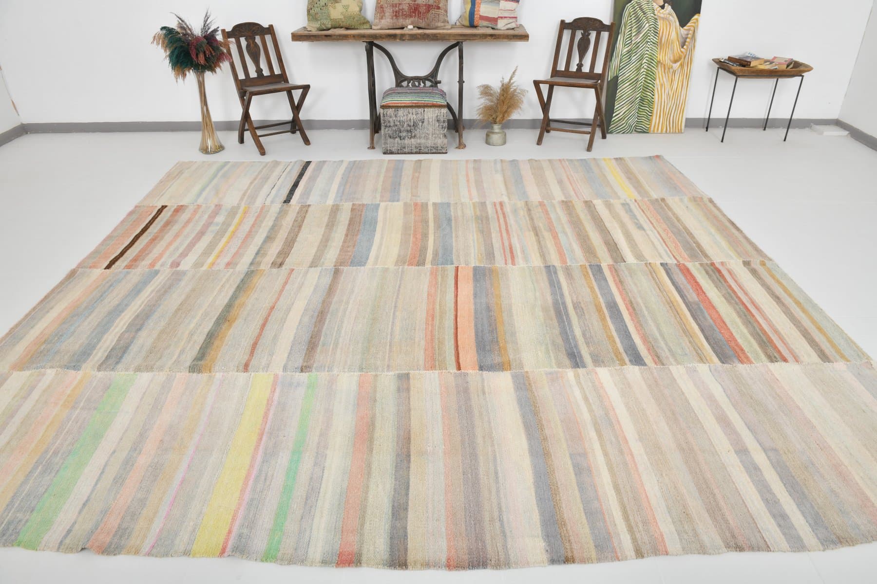 Kilim 344x308 cm, blond, hemp, 1970s - 216972