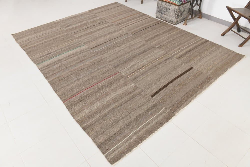 Kilim 226x291 cm, brązowy, wełna, Turcja, lata 80. - 216934