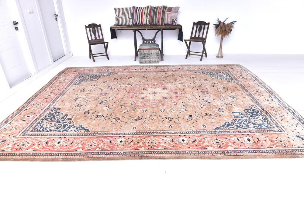 Rug 397x300 cm, brown, wool, Turkey, 1960s - 216925