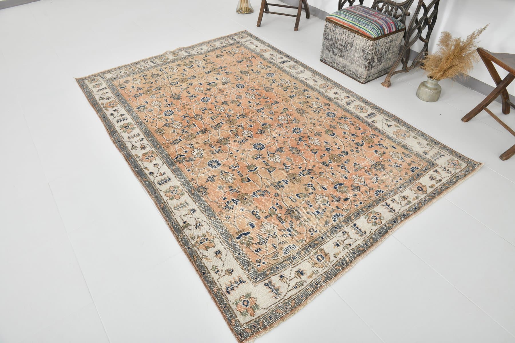 Dywan 231x157 cm, beżowy, wełna, Turcja, lata 70. - 216896