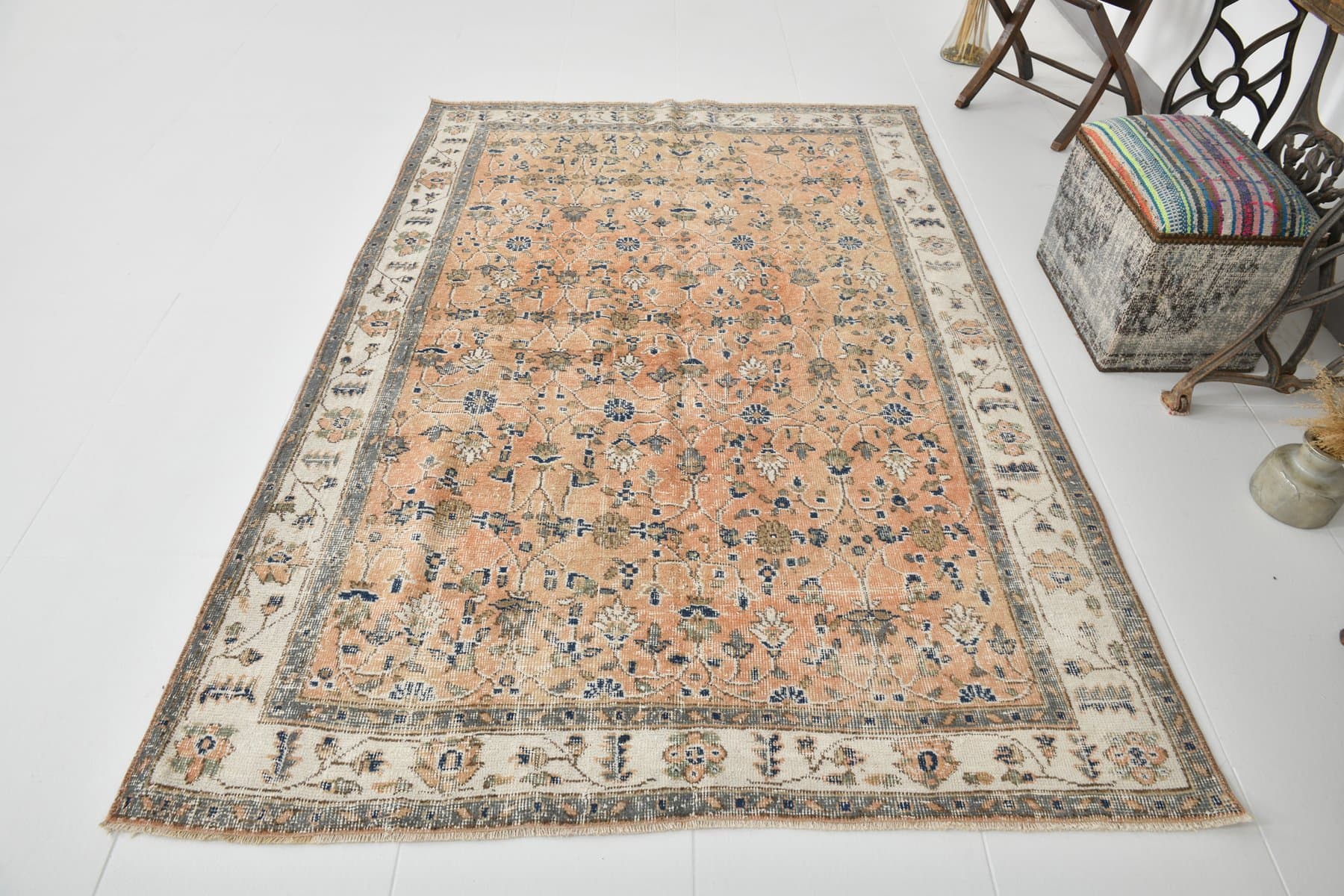 Dywan 231x157 cm, beżowy, wełna, Turcja, lata 70. - 216899