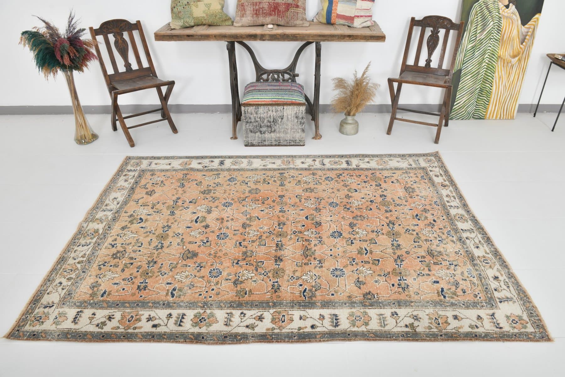 Dywan 231x157 cm, beżowy, wełna, Turcja, lata 70. - 216900