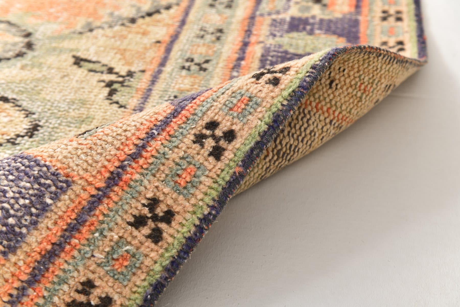 Dywan 183x305 cm, pomarańczowy, beżowy, wełna, Turcja, lata 70. - 216885