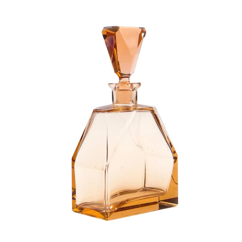Karafka asymetryczna, szkło kryształowe pomarańczowy, Moser, Czechy, lata 60.