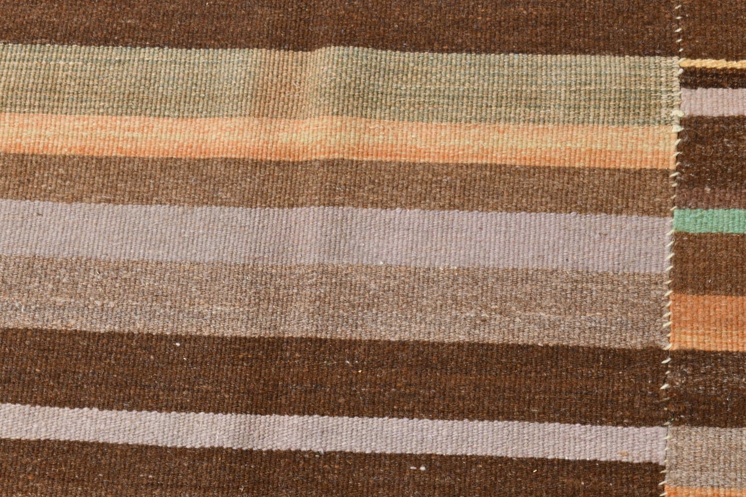 Kilim 291x210 cm, brązowy, zielony, wełna, Turcja, lata 70. - 216865