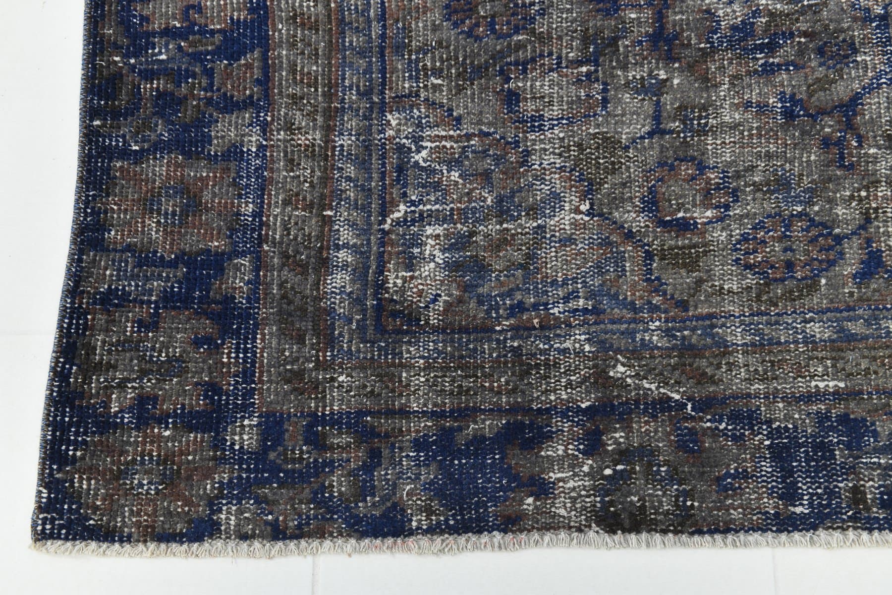 Rug 320x218 cm, Silver, Navy Blue, Wool, 1970s - 216842