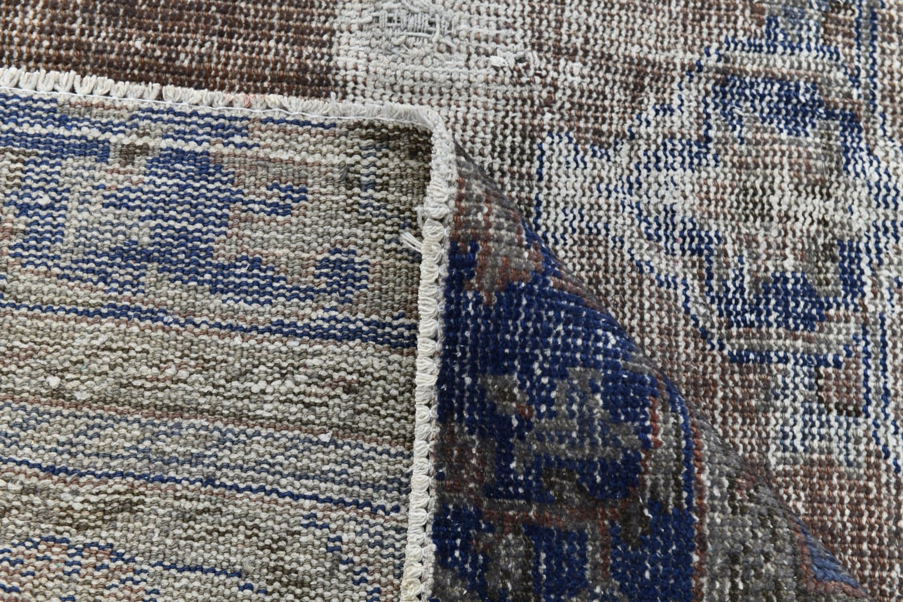 Rug 320x218 cm, Silver, Navy Blue, Wool, 1970s - 216844