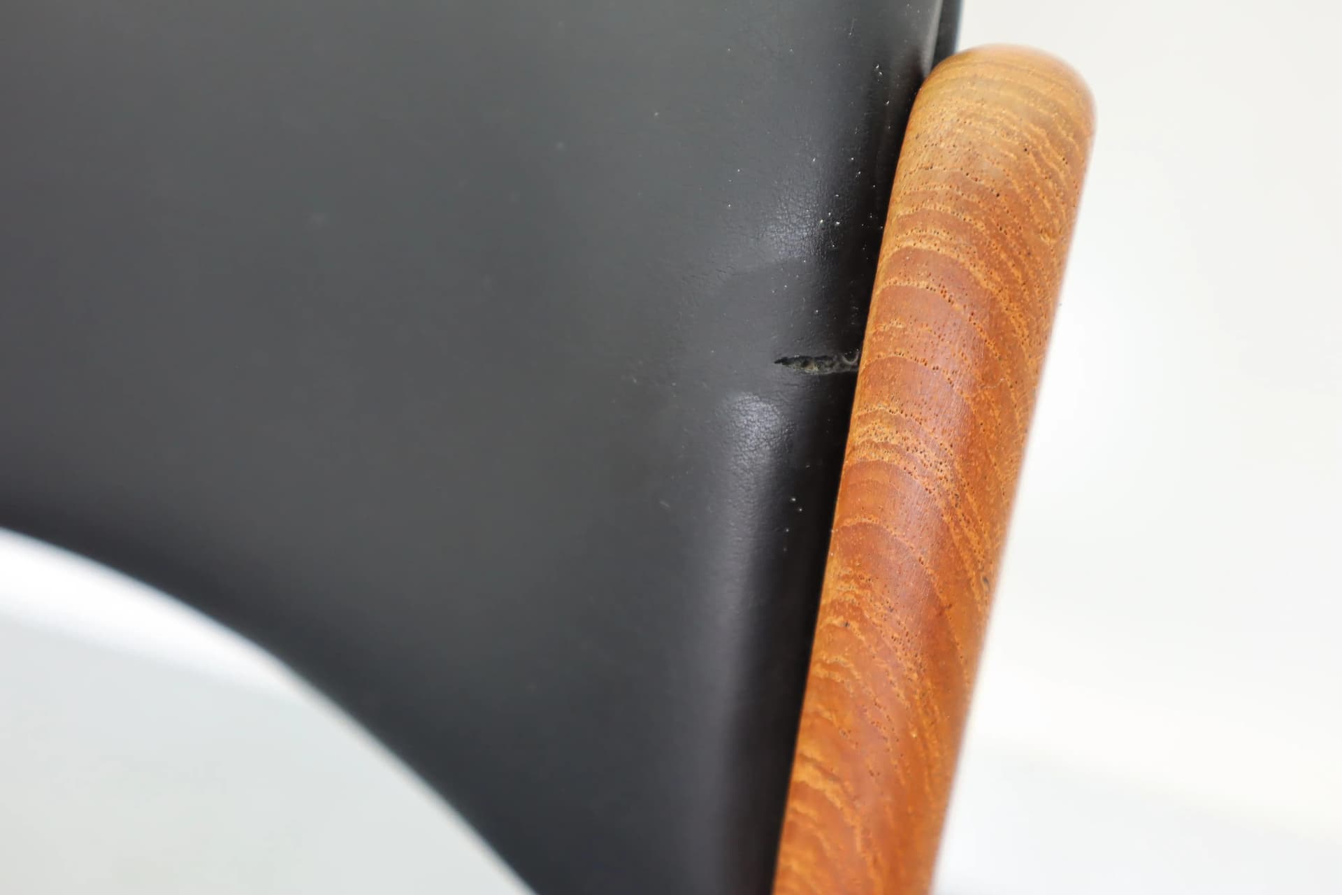 Chair, brown teak, black leather, by E. Buch, Denmark, 1960s. - 15827