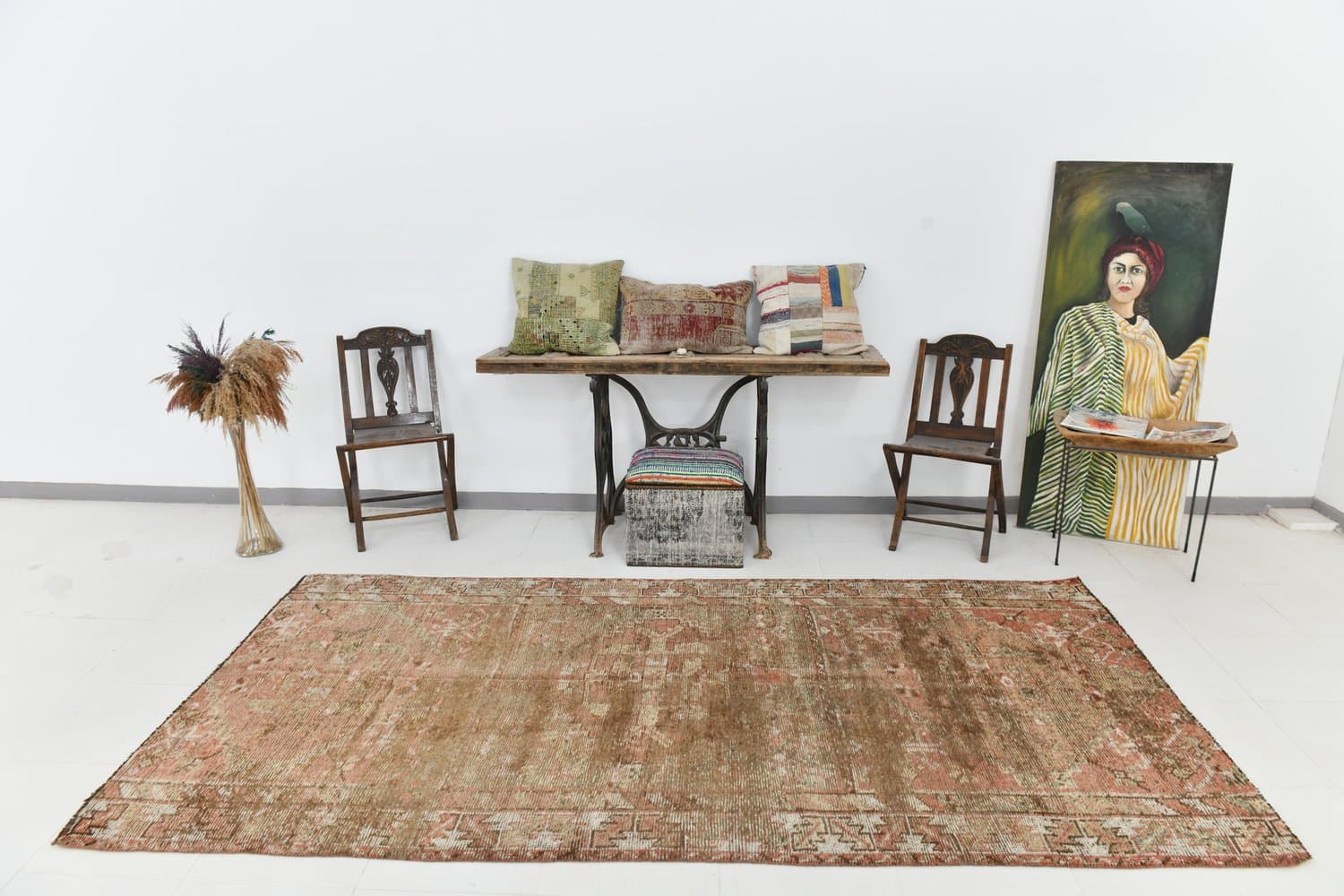 Rug 152x298 cm, brown, wool, 1960s - 215956