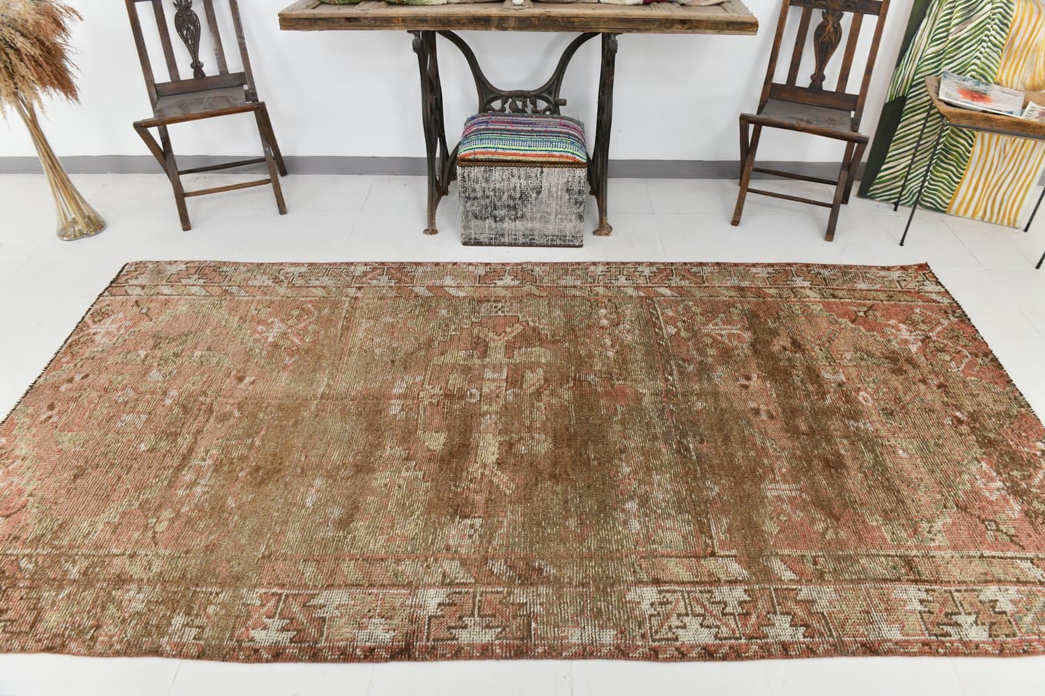 Rug 152x298 cm, brown, wool, 1960s - 215955