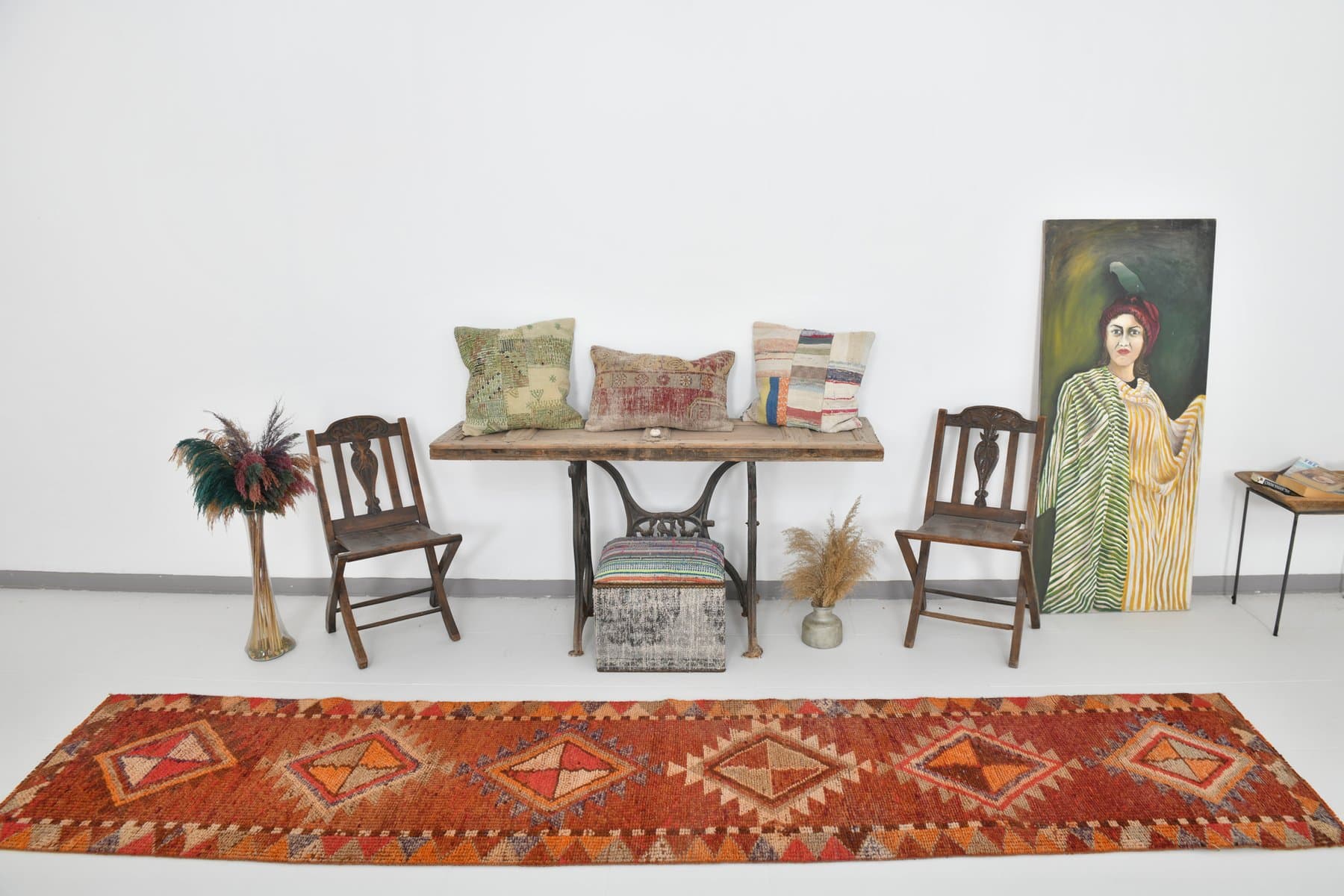 Runner 379x78 cm, red, wool, 1970s - 215930