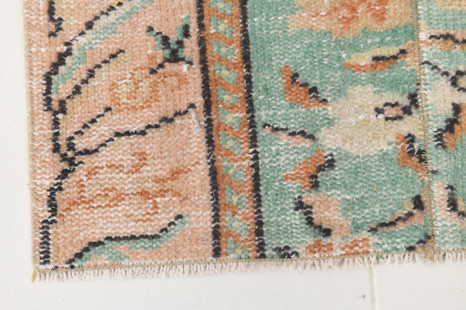 Chodnik 225x70 cm, turkusowy, wełna, lata 70. - 215921