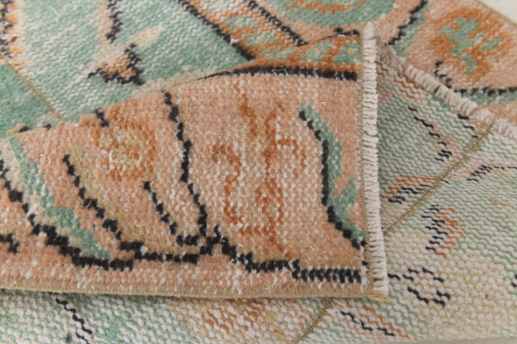 Chodnik 225x70 cm, turkusowy, wełna, lata 70. - 215923